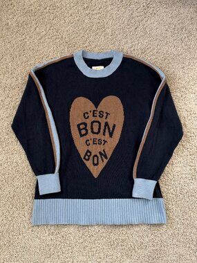 Maeve Anthropologie C'est Bon Graphic Sweater Size S